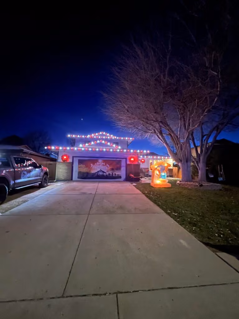 Holiday lighting from the Pane Pros Window Cleaning Christmas installation page